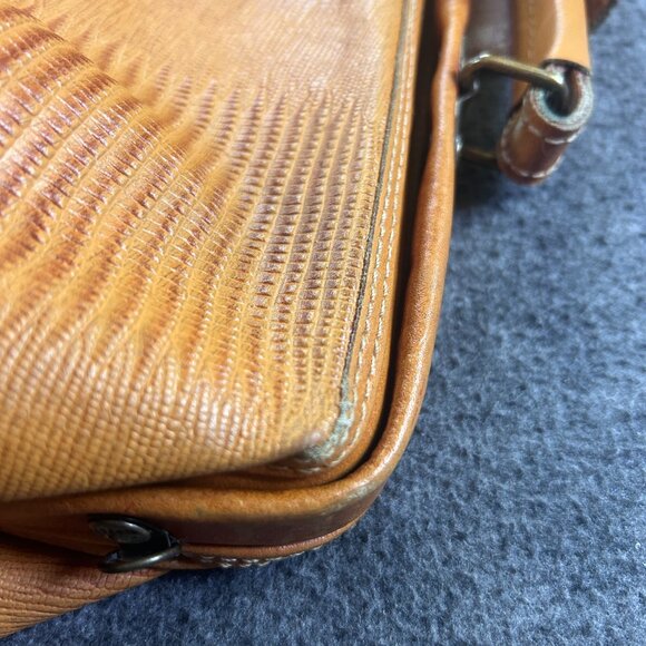 Vintage ROBERTO ROMA Italy Purse Brown Reptile Leather Satchel Weekender - Picture 10 of 16